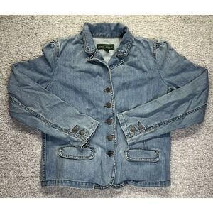 LAUREN RALPH LAUREN Womens Size‎ 8 Blue Denim Cotton Button Down Jacket